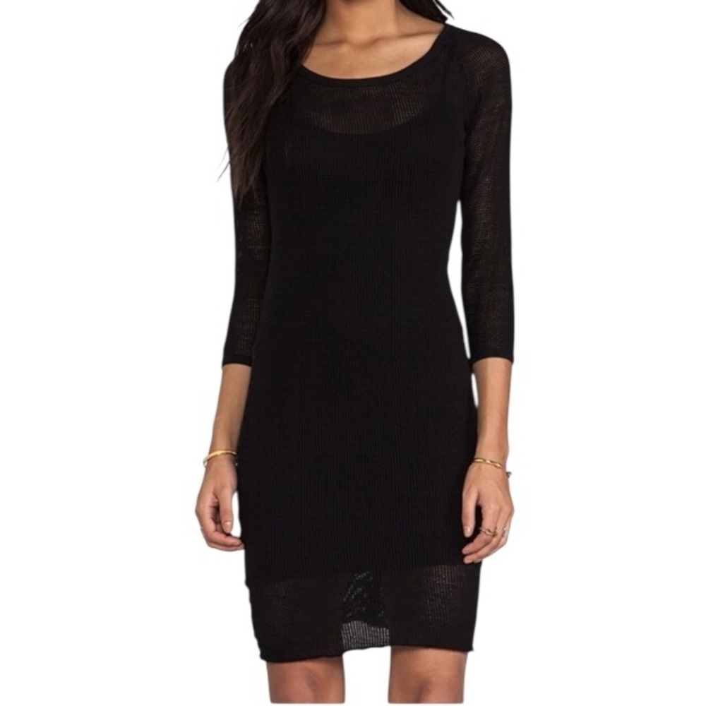 James Perse Cotton Sheer Black Knit Dress Small - Picture 11 of 11